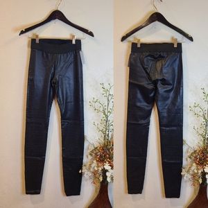 Goldsign Black Faux Leather Denim Stretch Skinny Jeans